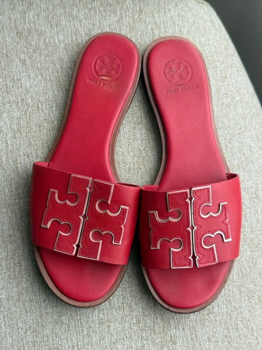 Tory Burch Red Leather Slide Sandals Women’s 7